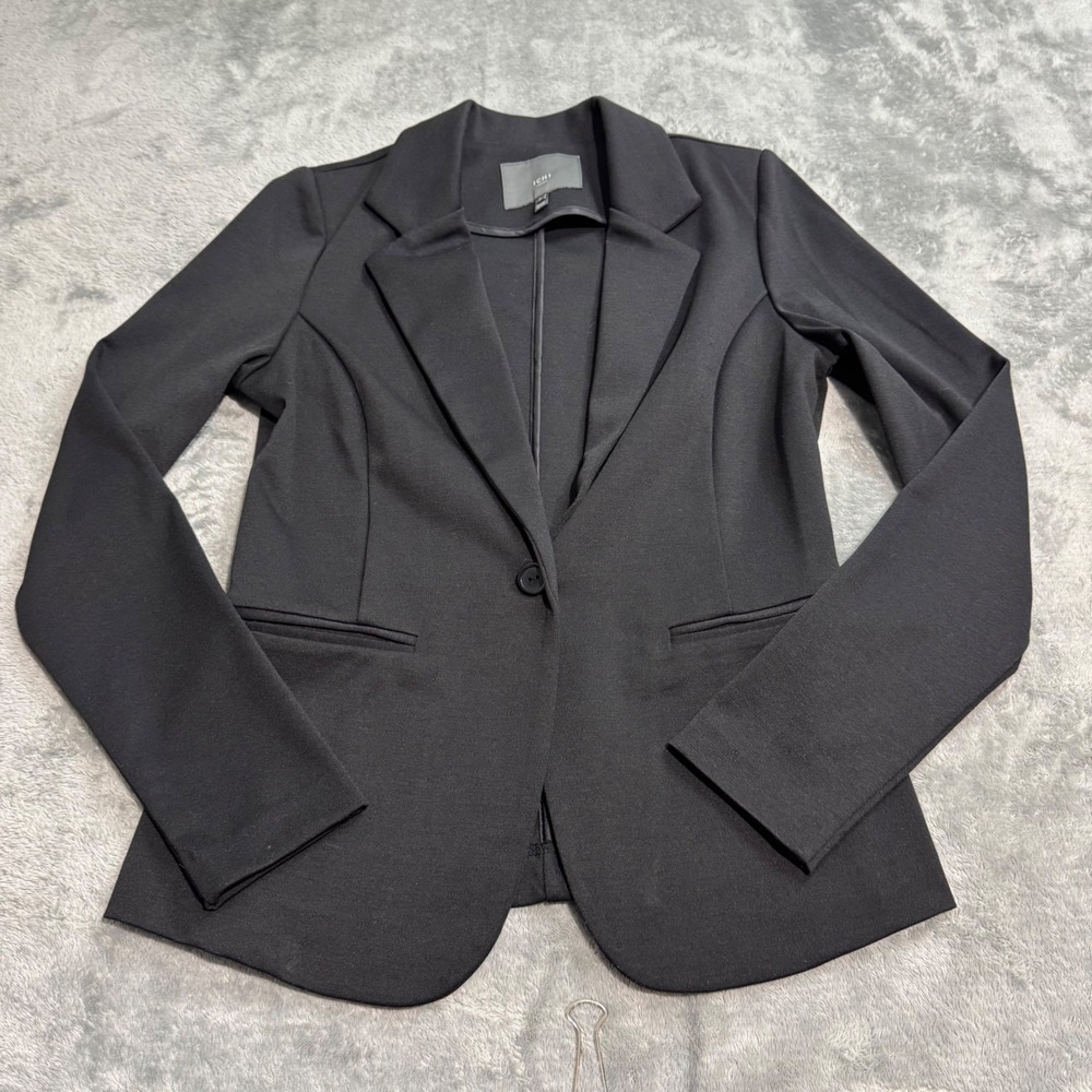 ICHI IHKATE BL Black Single Button Tailored Blazer Jacket Size S 20101801